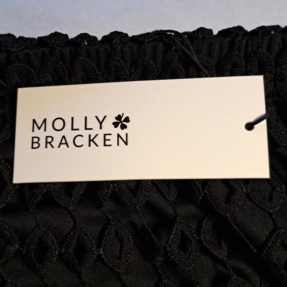 MOLLY BRACKEN NWT LACE Skirt Sz Medium ELASTIC WAIST lined OFFICE FORMAL BLACK - Picture 8 of 13